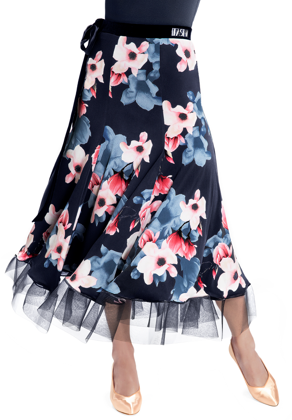 Tasha by Popcon Ballroom Skirt TWS001-Black/Pink