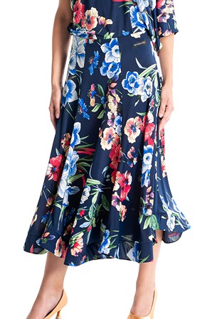 Victoria Blitz Firenze Ballroom Skirt-Blue Flower Print