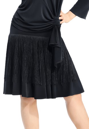 Zdenka Arko A-Line Latin Fringe Skirt S1706-Black