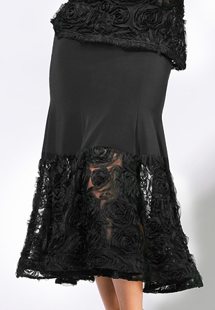 Zdenka Arko Ballroom Dance Skirt S1303-Black / Black Lace