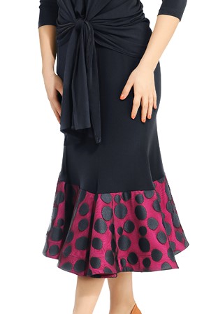 Zdenka Arko Flared Ballroom Midi Skirt S1707-Black/Fuchsia