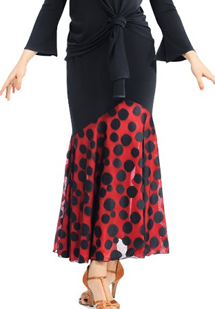 Zdenka Arko Mermaid Ballroom Skirt S1701-Black/Light Red