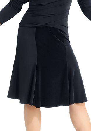 Zdenka Arko Velvet Panel Latin Skirt S1705-Black