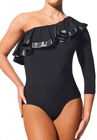 Armando Ladies Single Shoulder Body Top 00066-Black w/ Satin