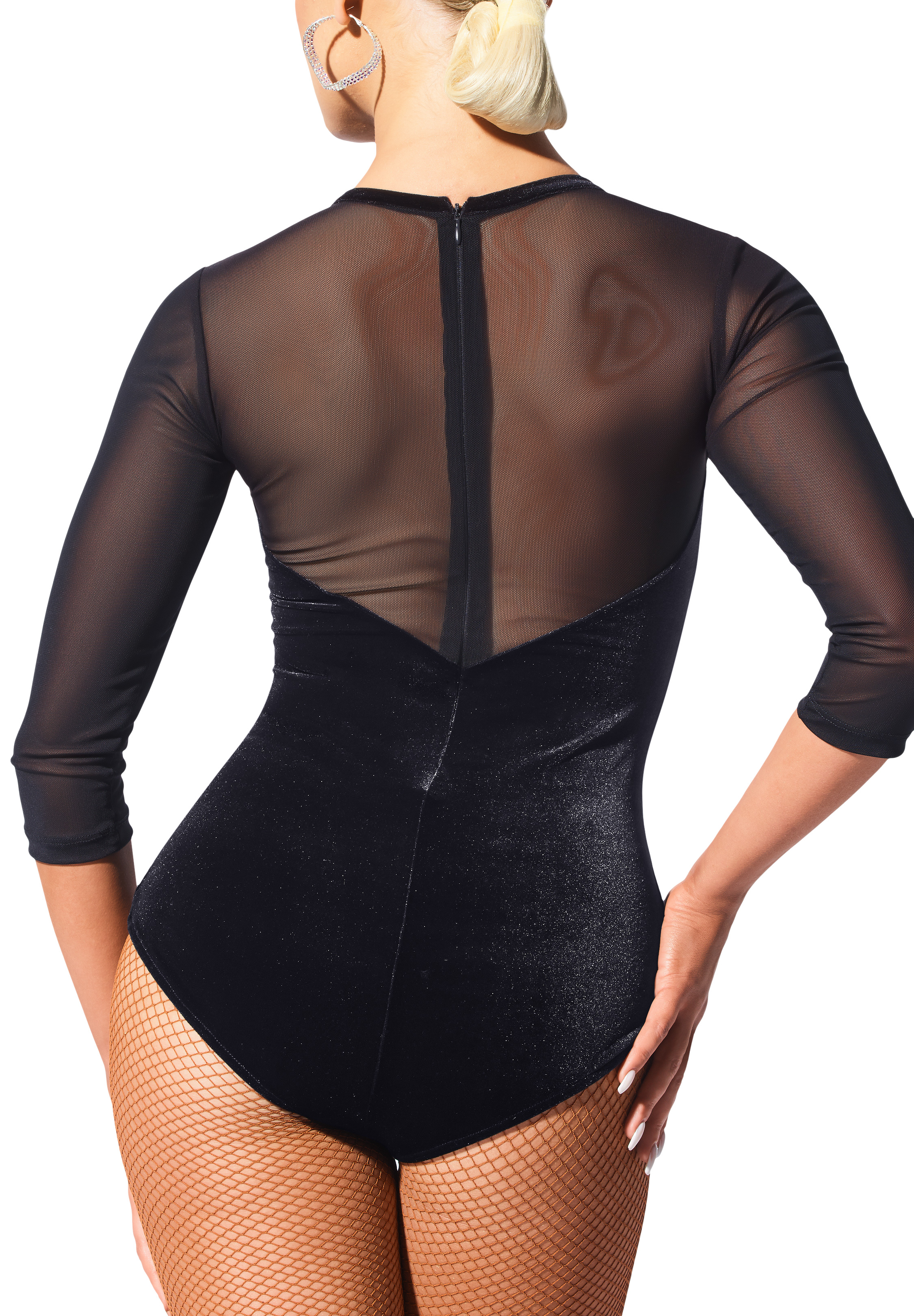 激安通販特集！ Velvet & Mesh Sweetheart Armando Bodysuit Tops | 00170 トップス