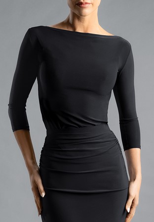 Chrisanne Clover Eternity Boatneck Dance Top-Black
