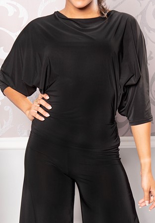 Dance America T205B - Butterfly Back Top-Black-Silver Butterfly