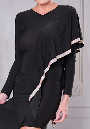 Dance America T219 - Asymmetric Rhinestone Top-Black