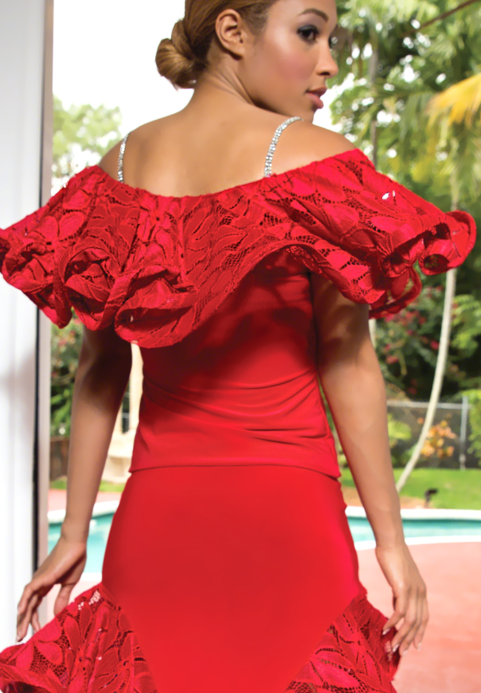 Dance America T519 Lace Flutter Latin Dance Top Tops