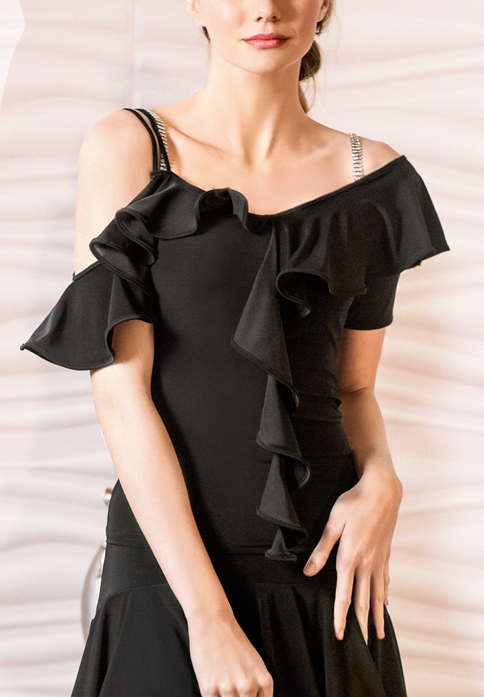 Dance America T620 - Banded Ruffle Top-Black