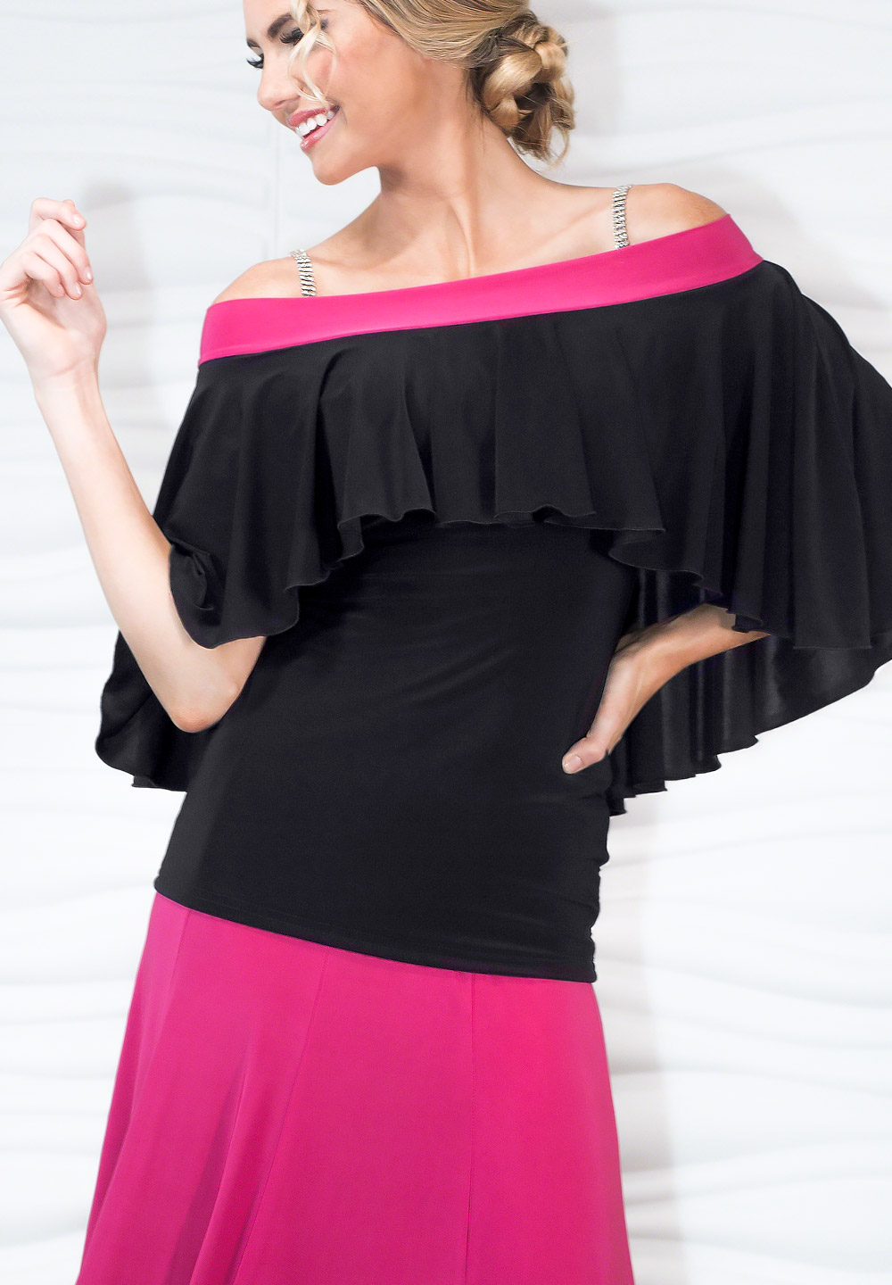 Dance America T722 - Capelet Top-Black w/ Alazea