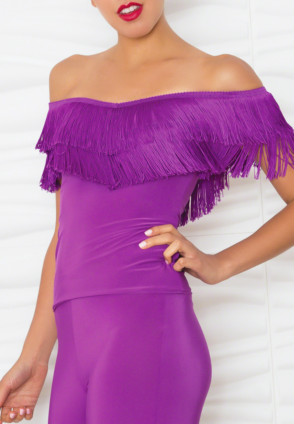 Dance America T822 - Fresco Fringe Top-Amethyst