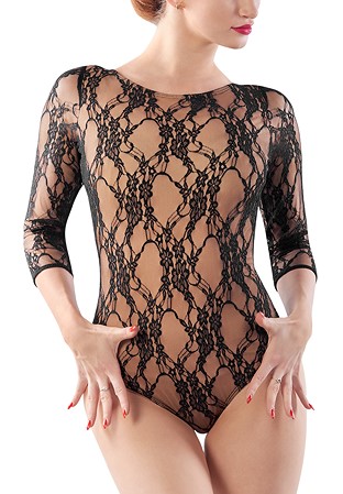 Dance Box 3/4 Sleeve Lace Dance Body P15120040-01 Black
