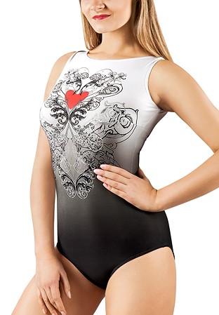Dance Box Victorian Heart Sleeveless Body P14120038-01 White/Black