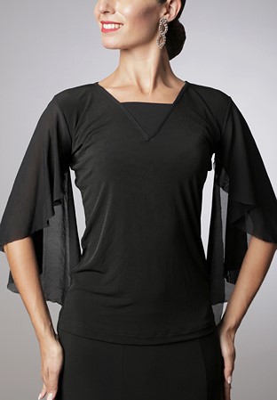 Dancemo Angel Ballroom Dance Shirt-Black