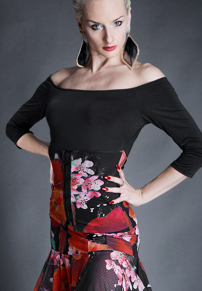 Espen Anemone Top ES16T7-Print Net/Black Jersey