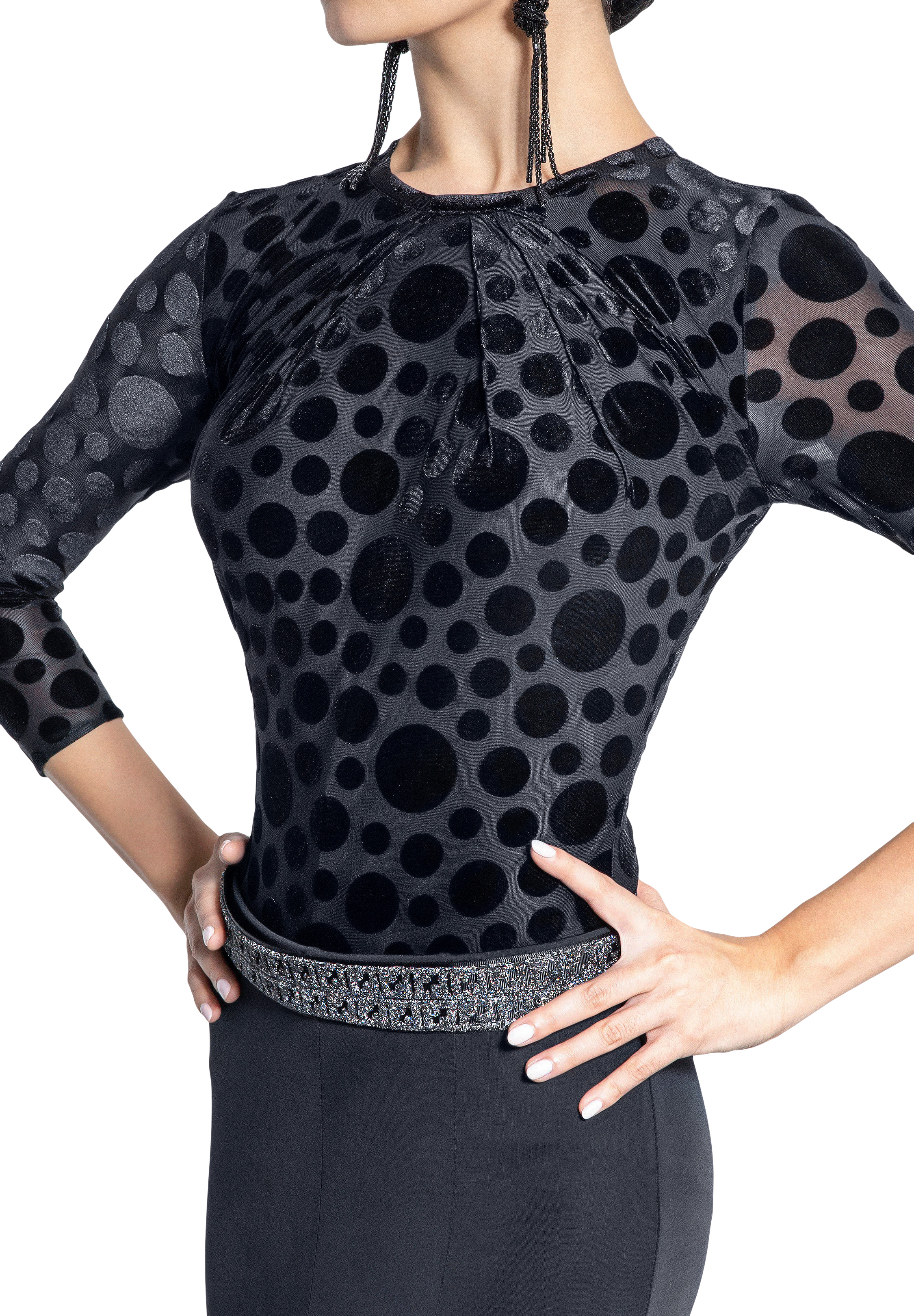 Espen Ladies Dance Bodysuit ESD20-B01-Black Dots