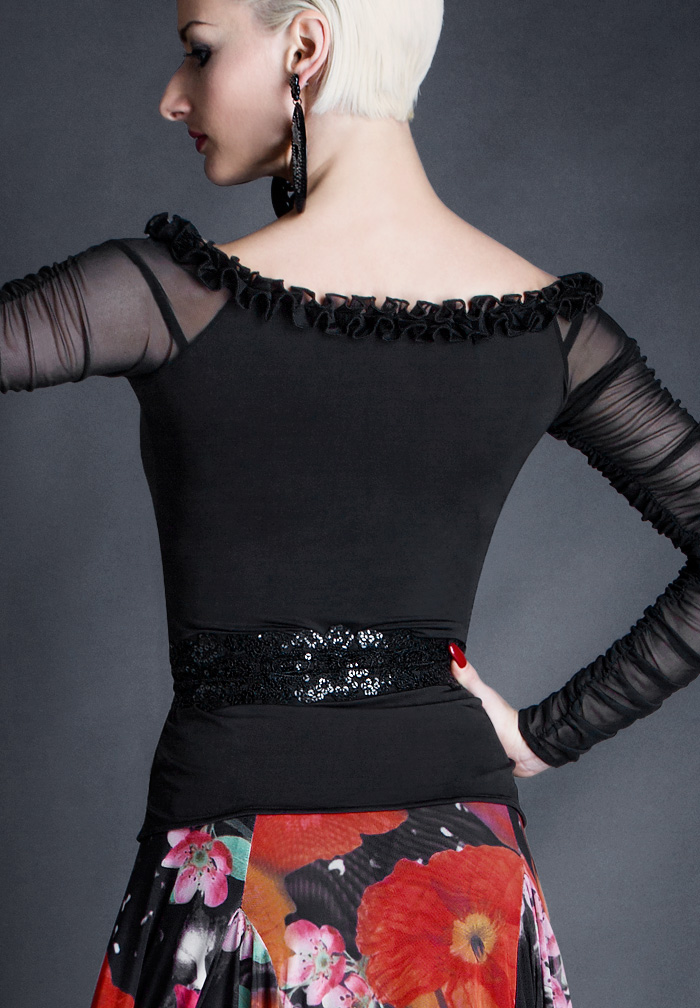 Espen Marguerite Top ES16T4-Black Net/Black Jersey