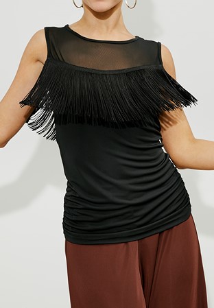 Je Dor Shivers Latin Dance Top E8692-Black