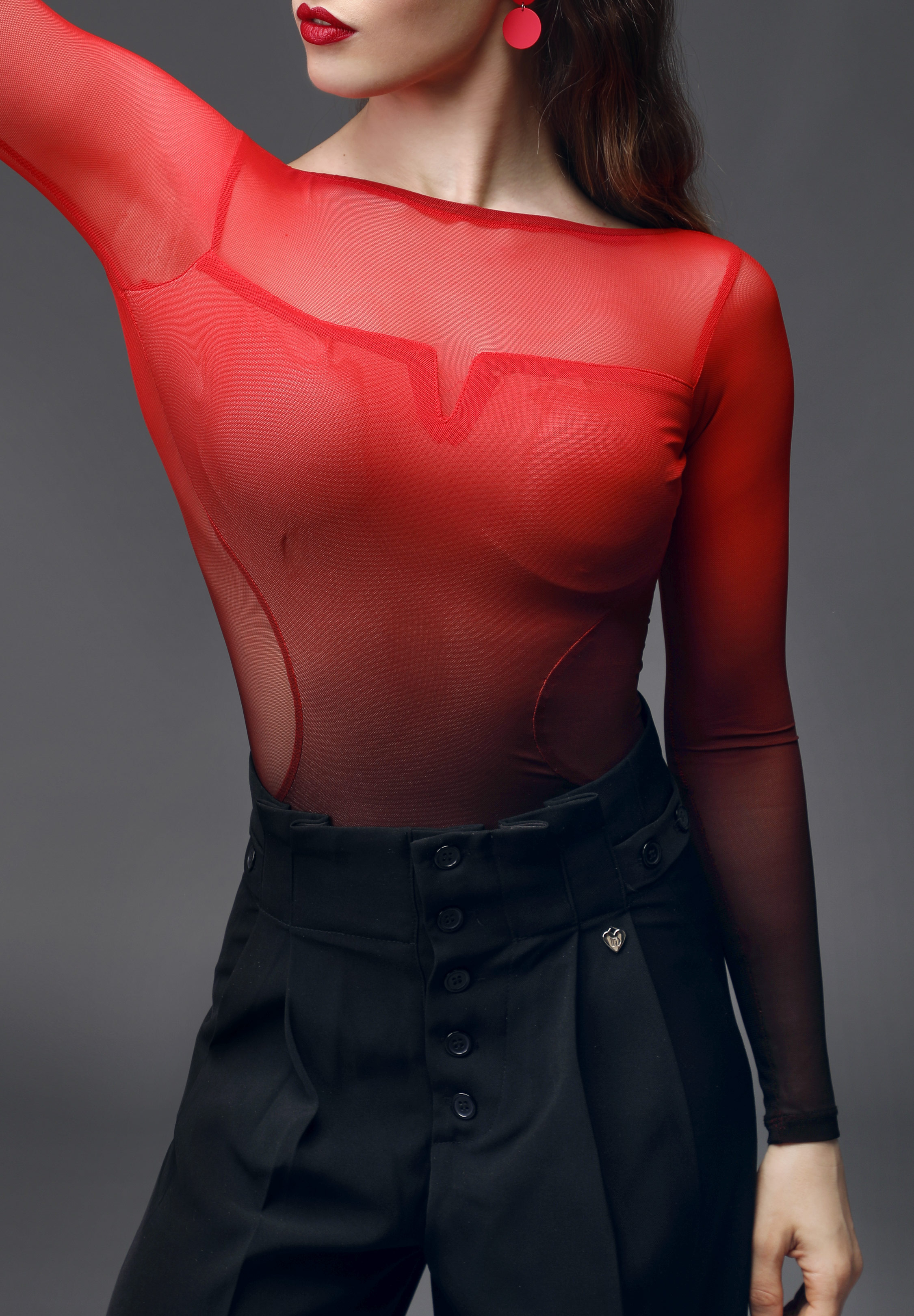 TID Womens Ombre Flame Bodysuit M151-Red