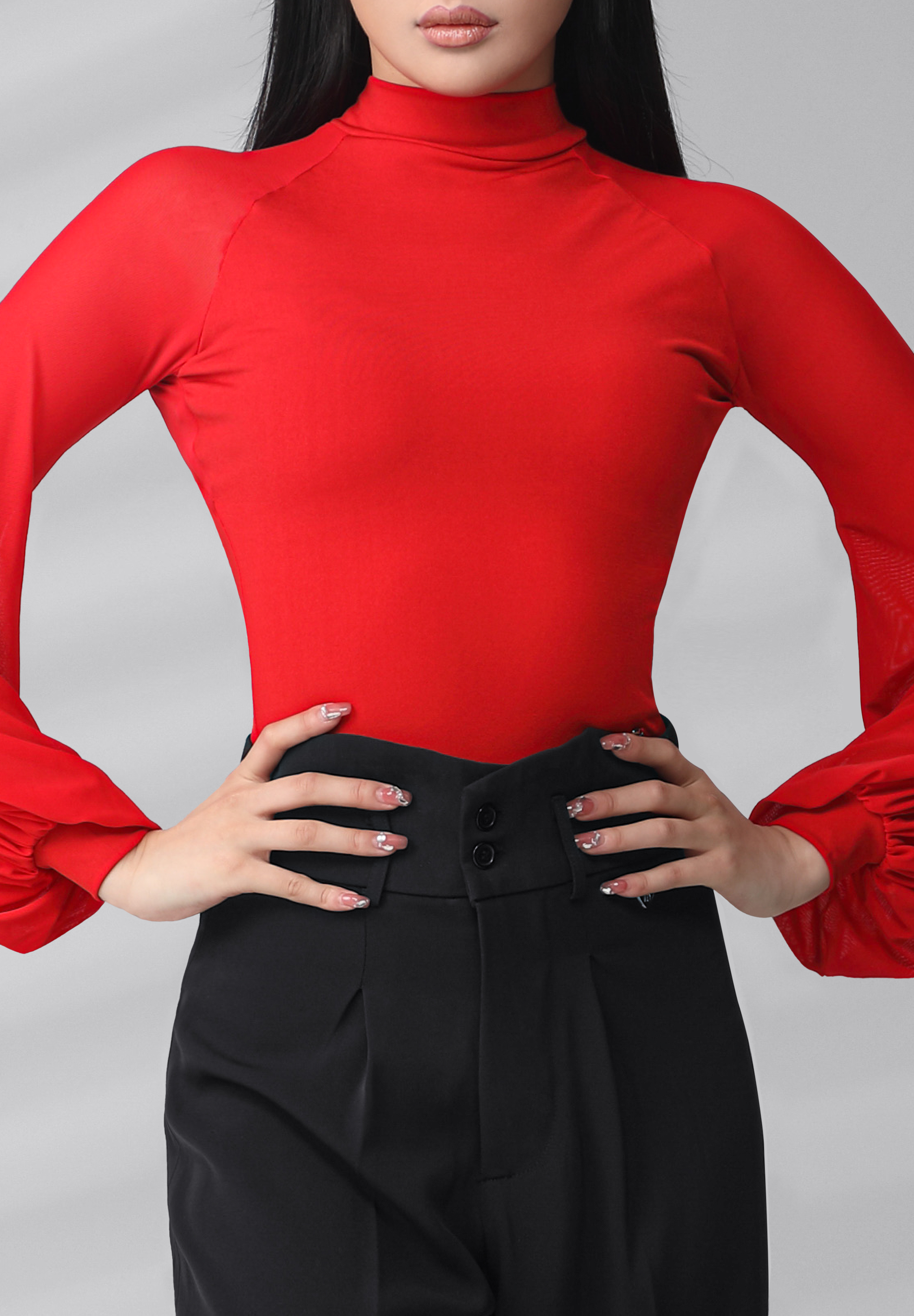 TID Ladies Bishop Sleeve Bodysuit M083-Red