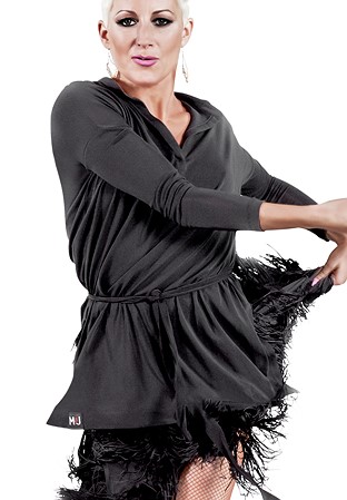 M&J Champion Wear Loose Short Latin Dance Top 3930-Black