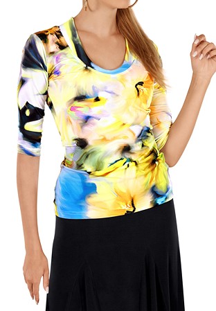 Maly Elastic Neckline Dance Top MF201102-Flower