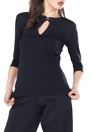 Maly Front Cutout Buttoned Top MF191101-Black