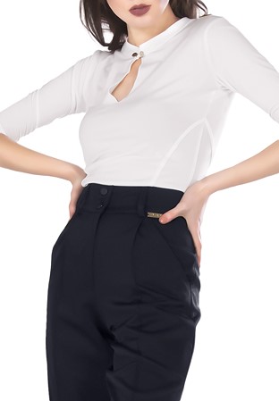 Maly Front Cutout Buttoned Top MF191101-Cream
