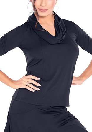 Maly Ladies Heaps Collar Dance Top MF201104-Black