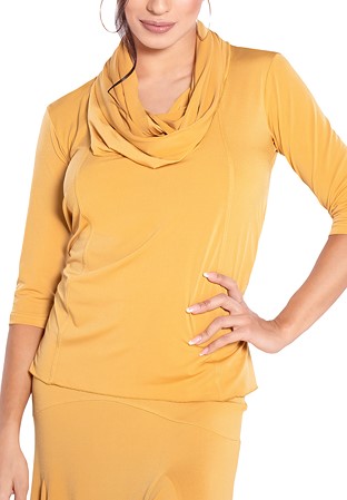 Maly Ladies Heaps Collar Dance Top MF201104-Curry