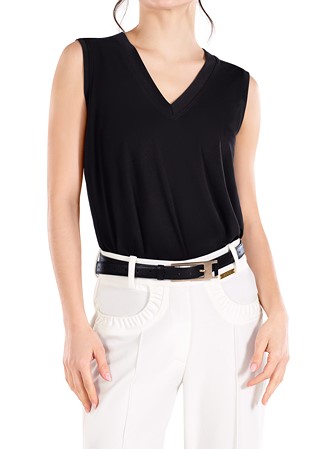 Maly Ladies V-neck business Top B201104-Black