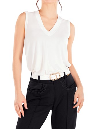 Maly Ladies V-neck business Top B201104-Cream