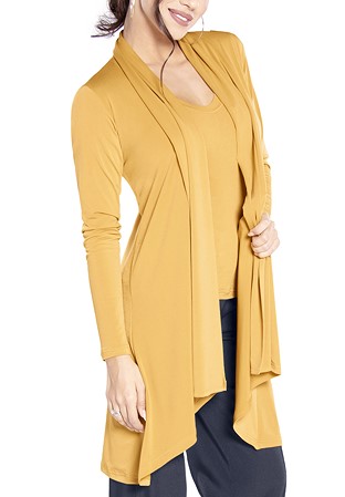 Maly Ladies Versatile Long Cardigan MF181301-Curry
