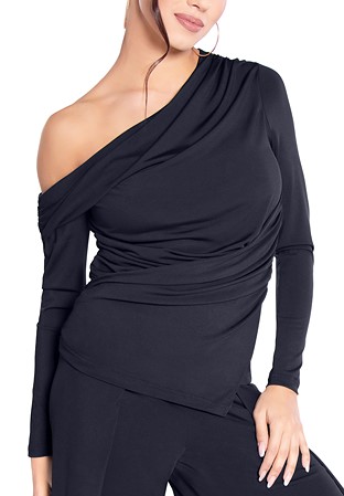 Maly Oblique Shoulder Dance Top MF201103-Black
