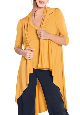 Maly Shawl Collar Long Cardigan MF191301-Curry