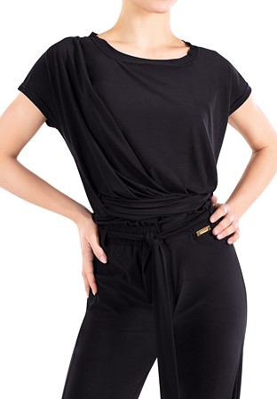 Maly Short Sleeve Practice Top w/ Belt MF191104-Black