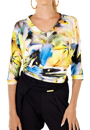 Maly V Neck Batwing Sleeves Dance Top MF211102-Flower