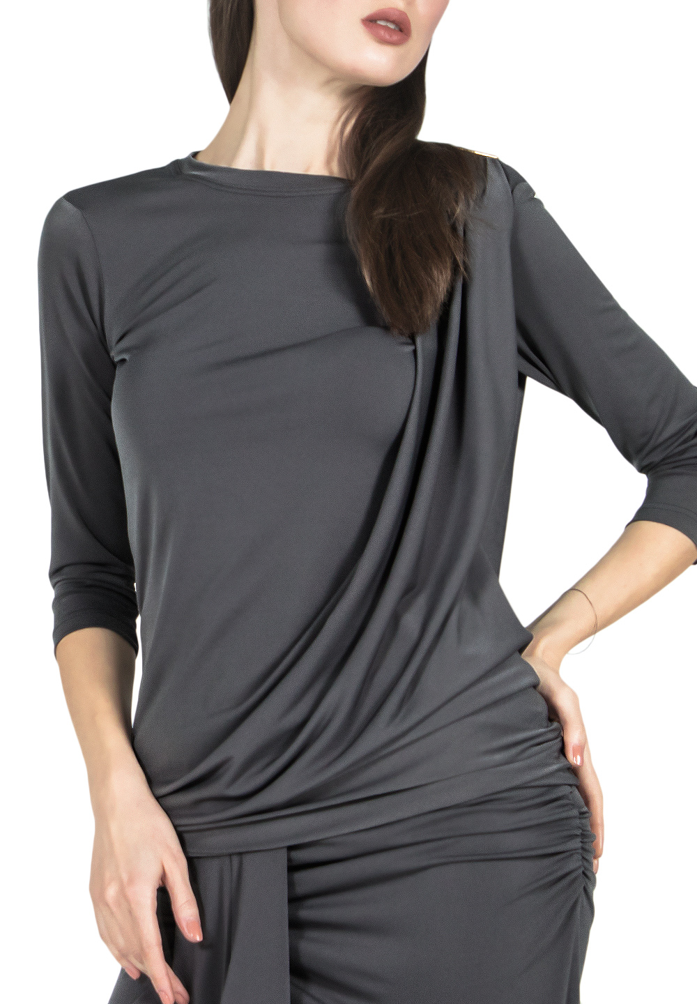 Maly Womens Shirt With Draping MF181102-Grey