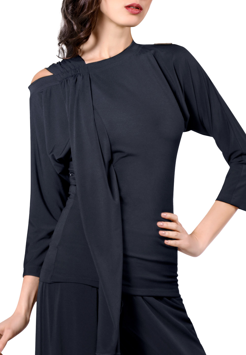 Maly Womens Shirt "Off Shoulder" MF181103-Black