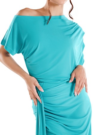 Maly Women’s Draped Sara Dance Top MF231103-Lake Blue