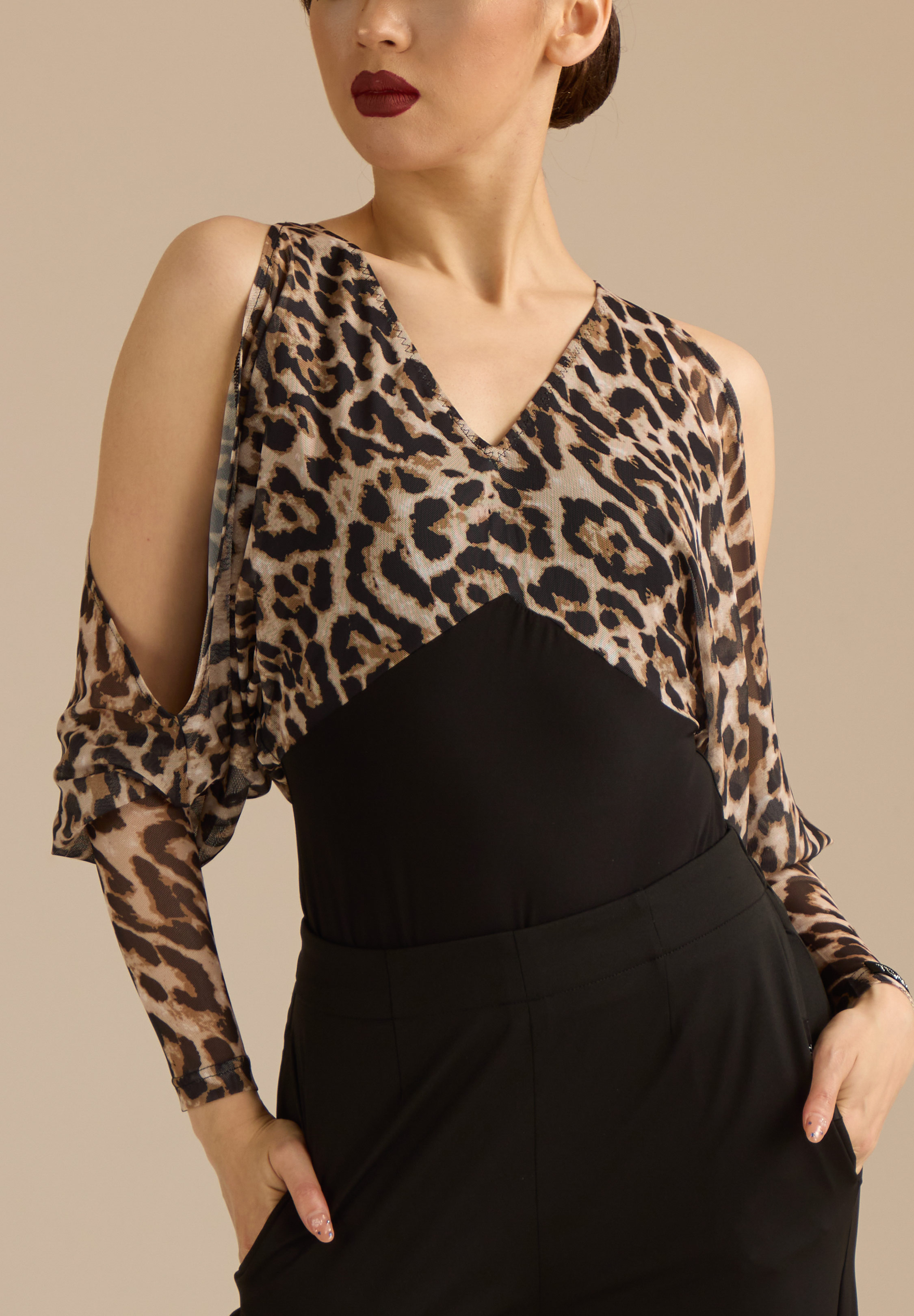 TDANCE Midnight Serenade Ballroom Body JM-0324-Black/Leopard