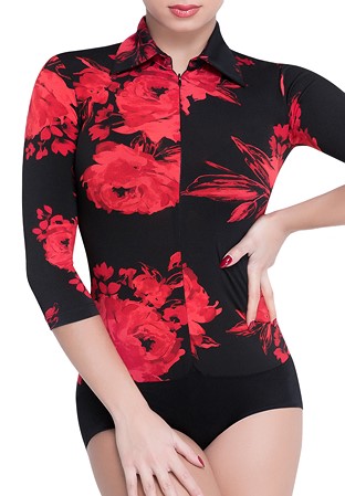 PopconAtelier Blossom Collared Dance Body 014-Black/Red