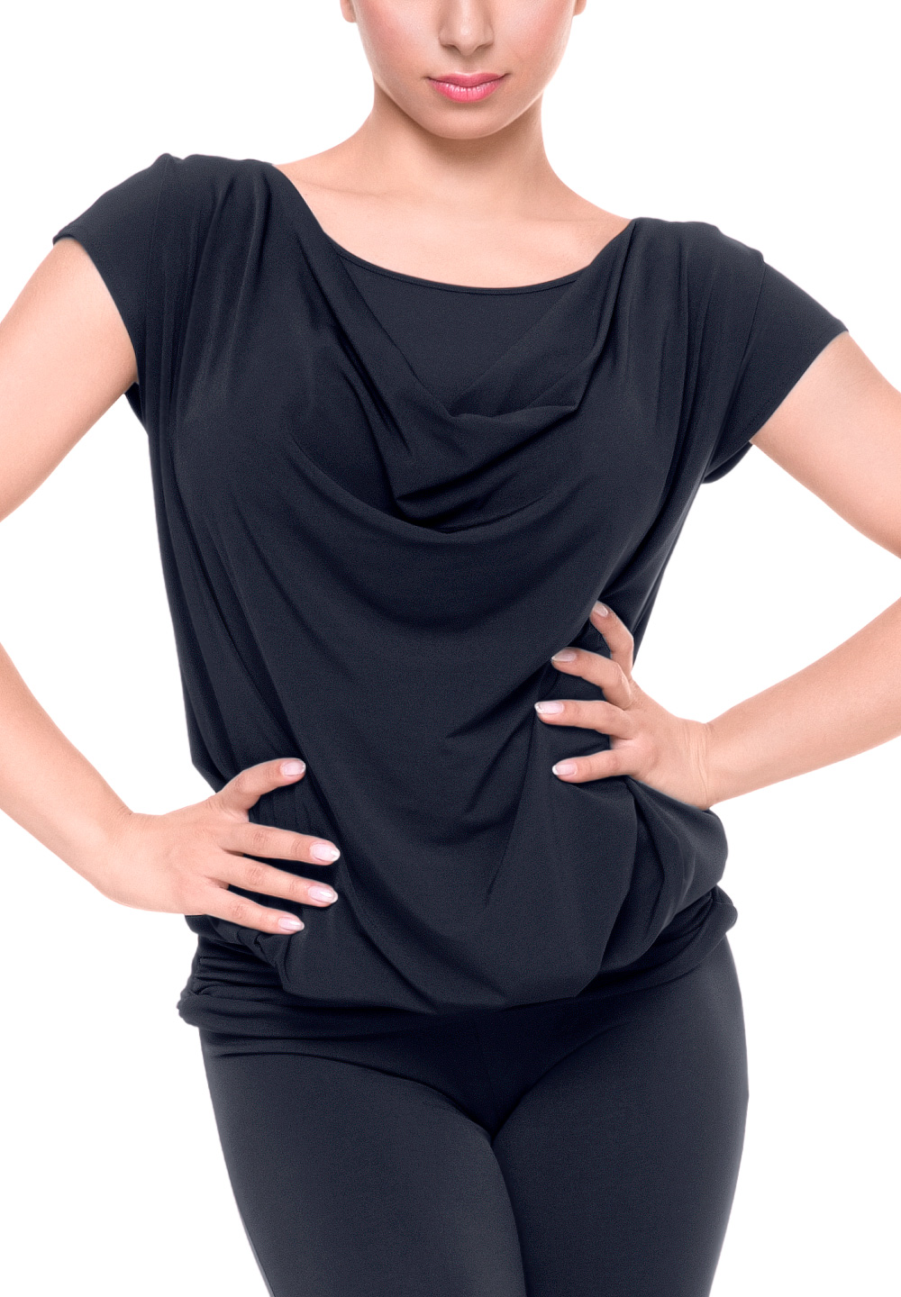 PopconAtelier Cap Sleeve Latin Top WLT076-Black