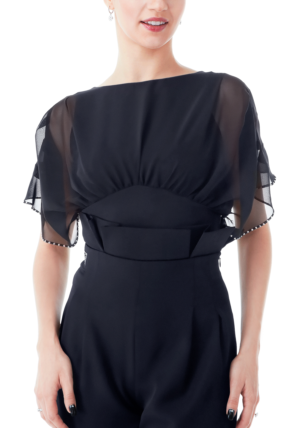 PopconAtelier Top with Flare Sleeves WMT501-Black