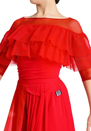 PopconAtelier Double Layer Ruffled Top WT026-01 Red