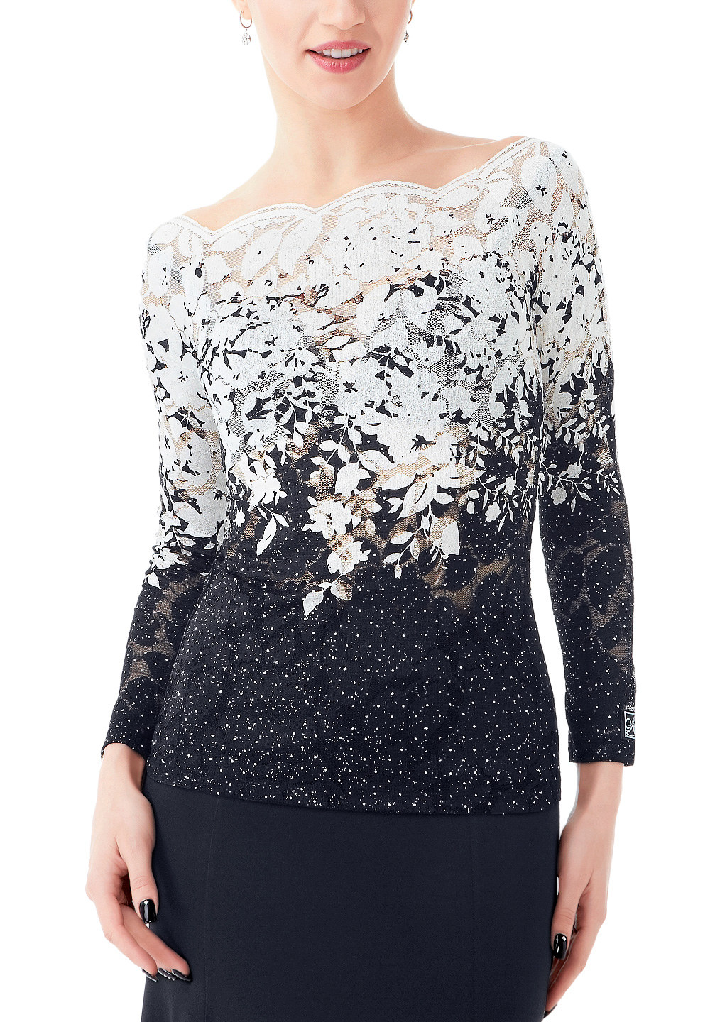 PopconAtelier Lace Top WMT103-Black/White