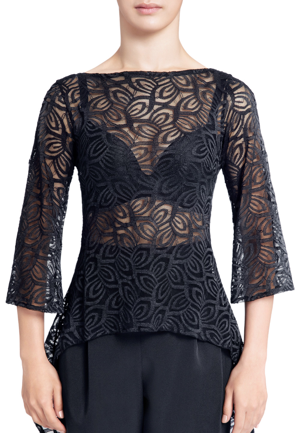 PopconAtelier Lace High-Low Practice Top WT008-Black