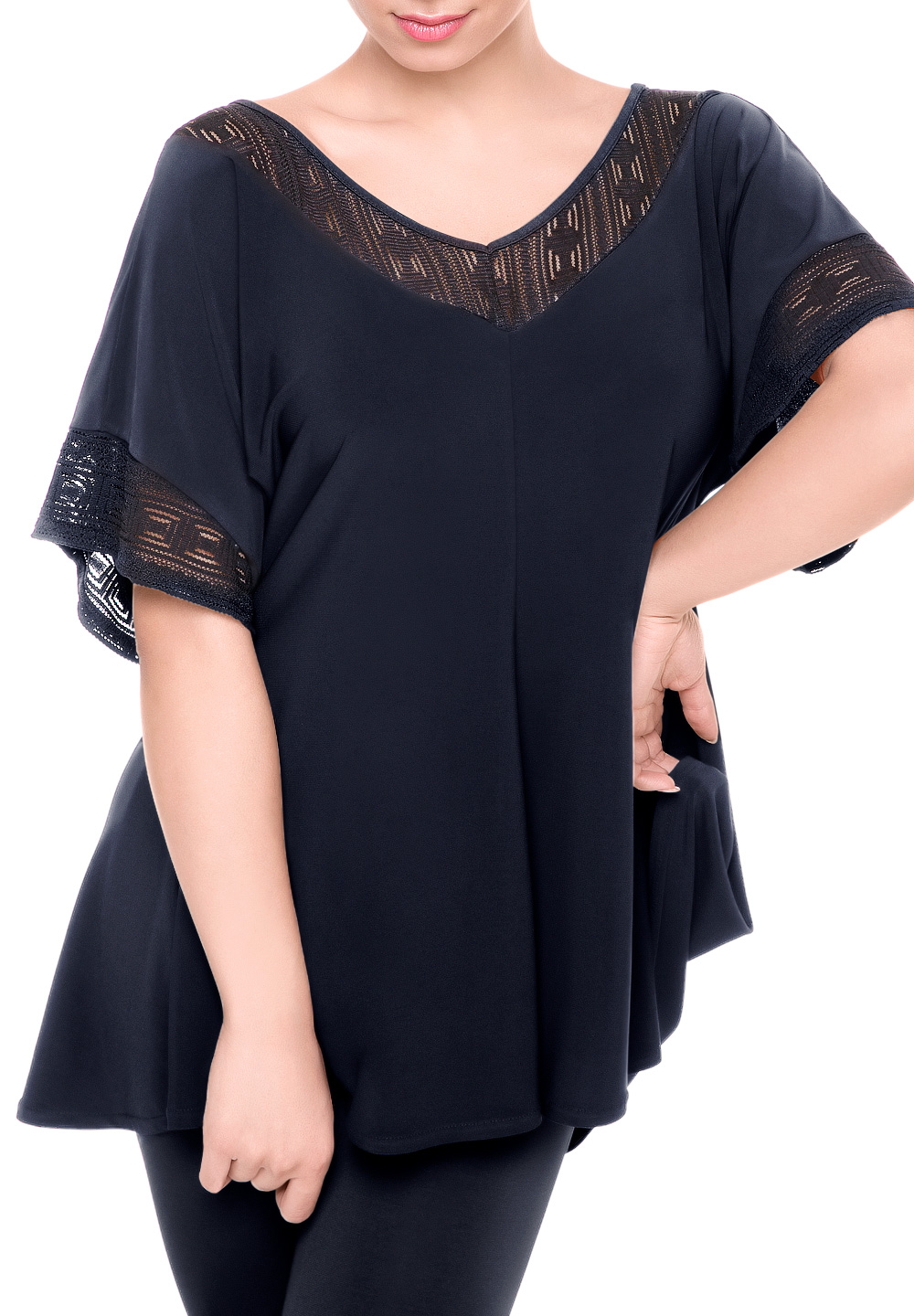 PopconAtelier Lace Insert Loose Latin Top WLT082D-Black