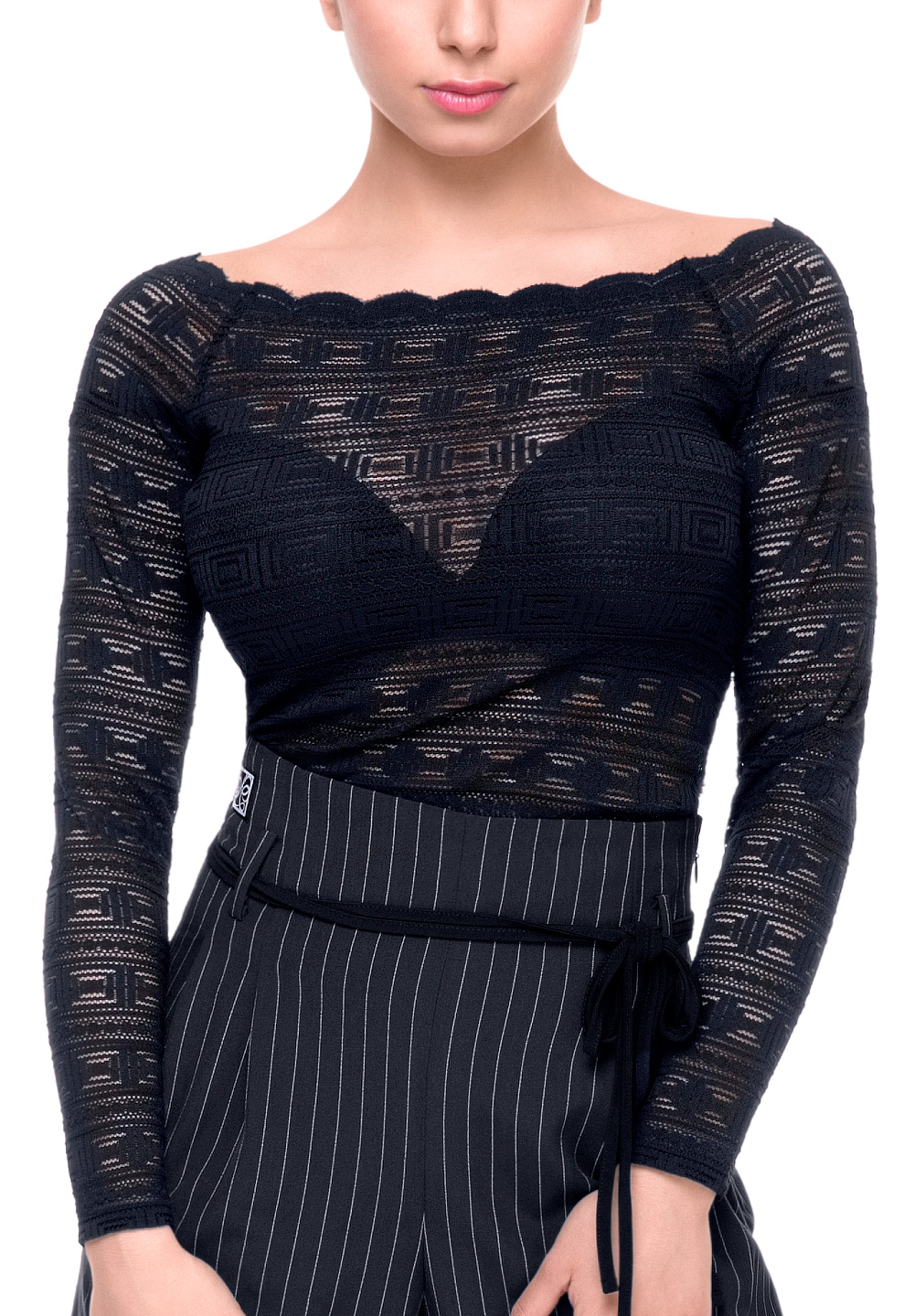 PopconAtelier Lace Latin Top WLT078-Black